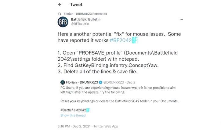 Battlefield 2042 Horizontale Maus funktioniert nicht Fix
