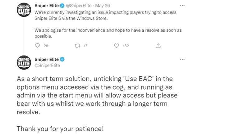 Sniper Elite 5 stürzt immer wieder ab Problembehebung (PC)